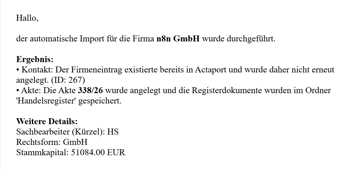 n8n E-Mail-Benachrichtigung nach Workflow-Abschluss